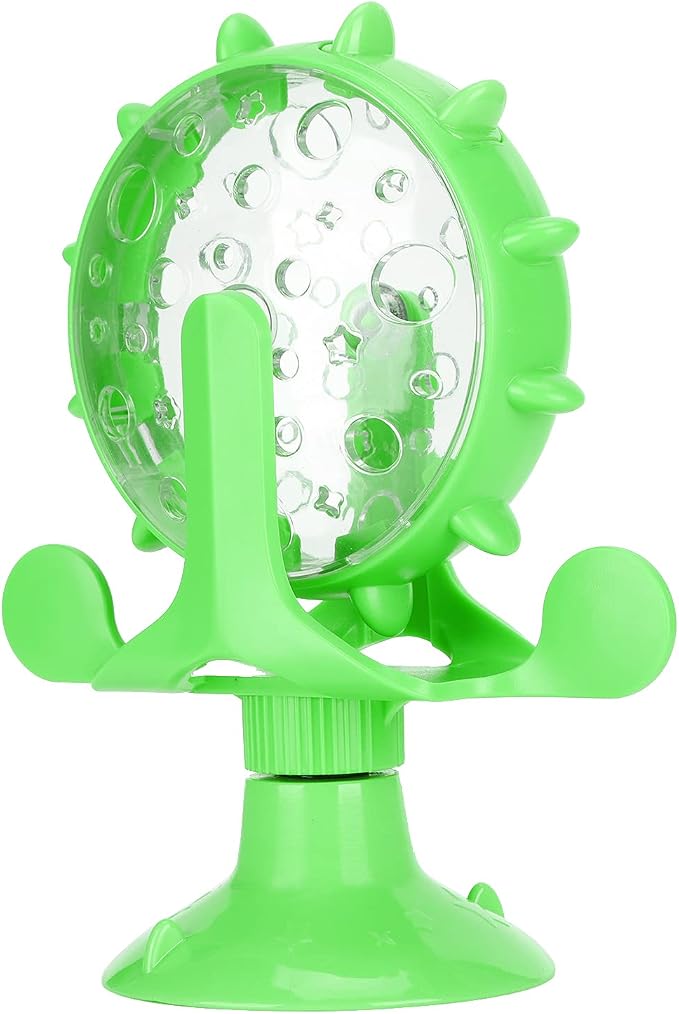 VINGVO Cat Treat Dispenser Toy, Interactive Cat Feeder 360 Degree Rotating Windmill Leaking Food Toy for Indoor Cats with Suction Cup Cat Camera Treat Dispenser Cat Treat Dispenser Toy