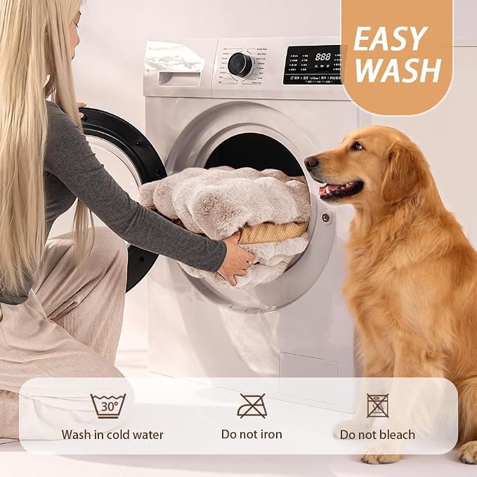 SOMAHE Plush Dog Bed Mat, Machine Washable, Large 35x27 Milky White | Machine Washable + Non-Slip Paw Bottom: plush dog mat stays fluffy and helps reduce sliding on indoor floors.