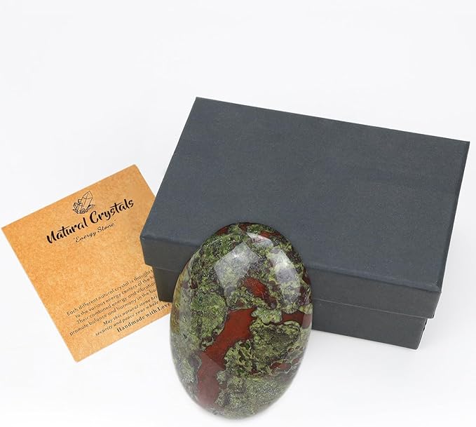 MAIBAOTA 2.4" Large Bloodstone Crystals Stone Polished Palm Stone Healing Crystals 0.7" Thick Natural Reiki Gemstone Worry Stone Energy Balancing Anxiety Stress Relief Meditation 1 Pc