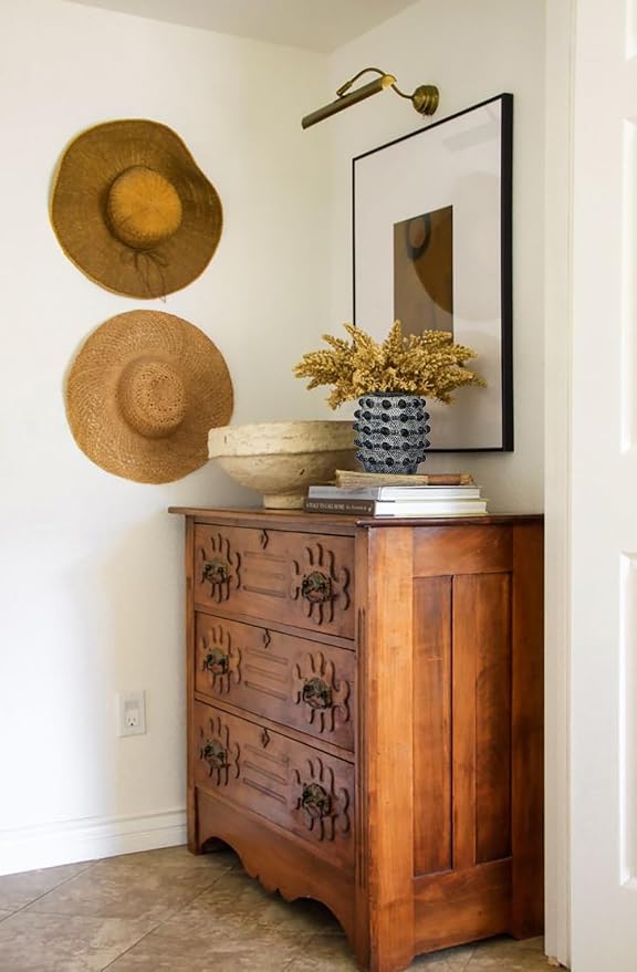 Rustic Farmhouse Vase, Boho Smoky Black Vase for Pampas Grass Small Textured Knotted Vases for Flowers Decorative Cement Floral Vases for Home Decor, Living Room, Dining Table