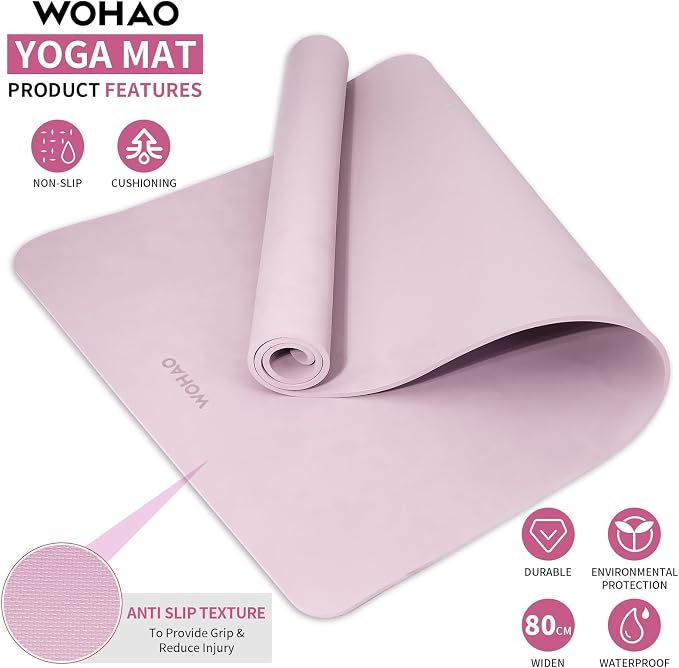 Extra Wide & Thick 8mm Yoga Mat, 72"x31.5" Large Non Slip Exercise Mat, Premium POE Material for Superior Cushioning & Stability, with Strap for Home Gym, Pilates