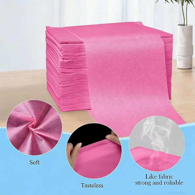 100Pcs Disposable Massage Table Sheets 31.5" x 71" Non-Woven Fabric Bed Covers for Ultimate Hygiene and Comfort in Massage, Tattoo, and Spa Treatments, Breathable and Durable Sheets(Pink)