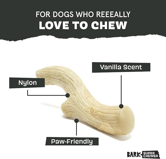 BarkBox Big Game Antler Super Chewer - Toy for Large Dogs | Durable Dog Toy for Aggressive Chewers - Vanilla Scented Dental Chew
