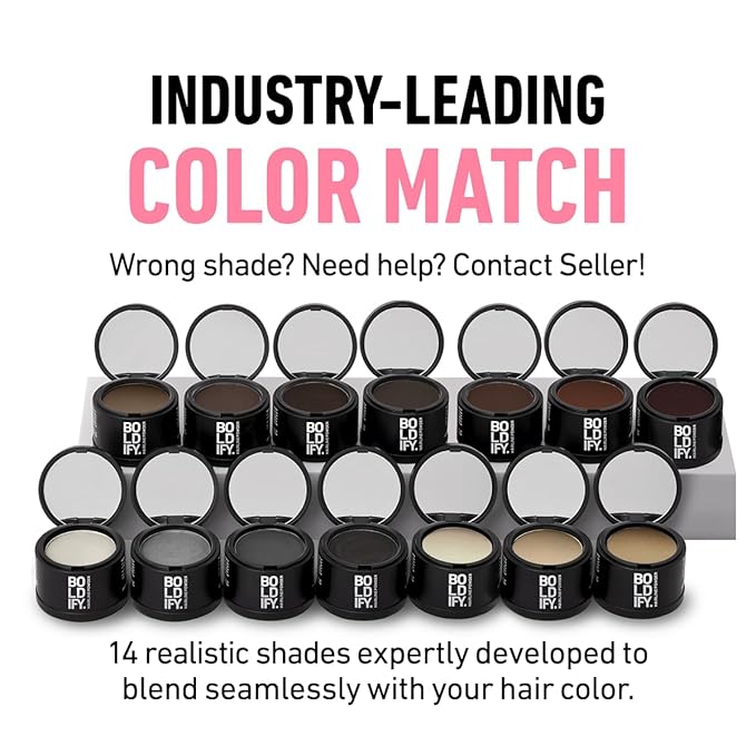 BOLDIFY Hairline Powder - Root Touch Up Hair Color for Gray Coverage - Bald Spot Concealing Hair Powder for Women & Men - 24-Hour Stain-Proof - Dark Gray