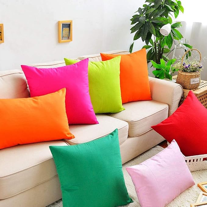 Thmyo 4-Pack 100% Cotton Lumbar Comfortable Solid Decorative Throw Pillow Covers Rectangle Cushion Cover Sublimation Blank DIY Pillowcases for Sofa(Only Covers,No Pillows)(12x20inch/30x50cm,Pink)