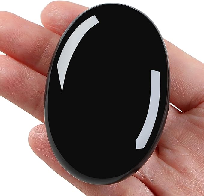 LAIDANLA Obsidian 2.4" Large Palm Stone Healing Crystals Natural Gemstones Calming Effects Energy Balancing Reiki Polished Worry Stone Cleansing Protection Anxiety Stress Relief Therapy 1PC