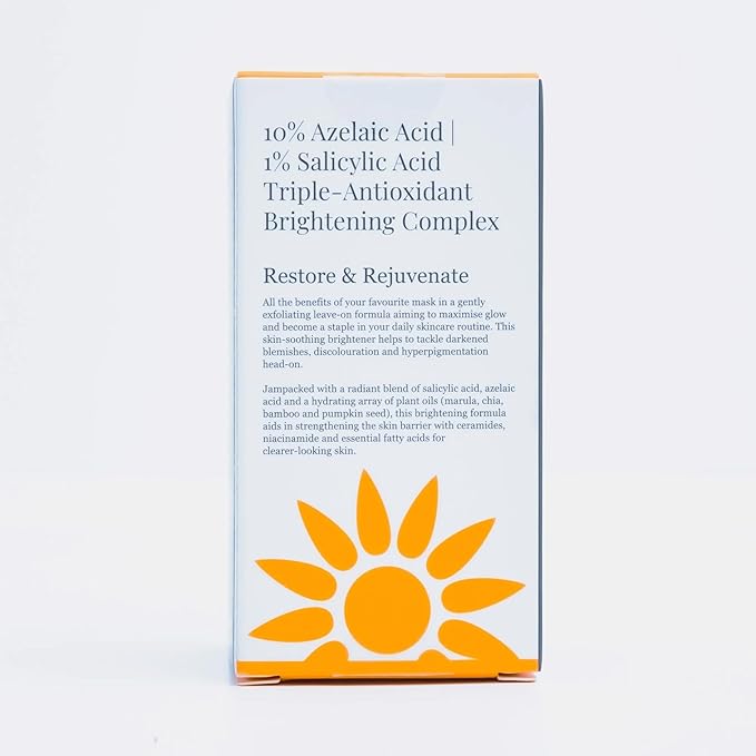 Sienna Rose Bright Daily Facial, Restore & Rejuvenate, 10% Azelaic Acid, | 1% Salicylic Acid, 50 ml / 1.69 fl oz