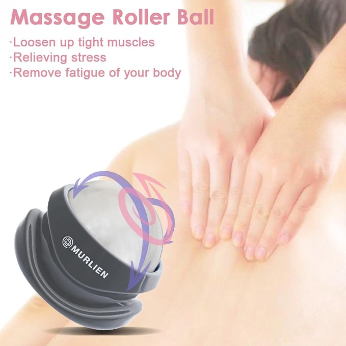 Massage Roller Ball, Tight and Sore Muscles Relief, Manual Massager, Alleviating Shoulder, Arms, Back, Legs, Calves or Muscle Tension - White