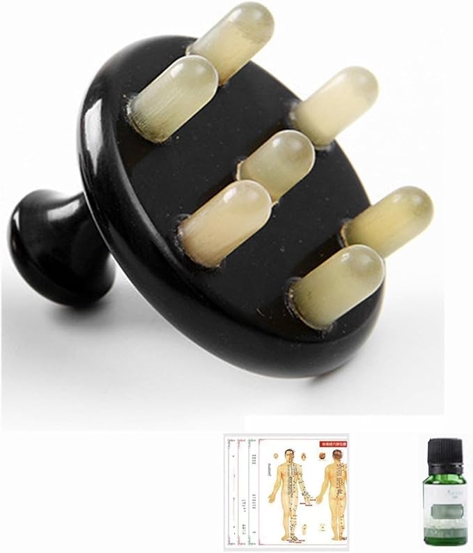 Multifunctional Wood Therapy Massage Tools Meridian Pressure Brush & Cellulite Brush for Scalp Stimulation Body Shaping & Muscle Recovery(7 Nails-Set)