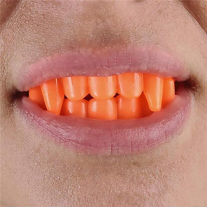 The Dreidel Company 12 Halloween Teeth Neon Fangs Teeth, Costume, Funny Halloween Dress-Up, Pretend Play Decoration 12-Pack