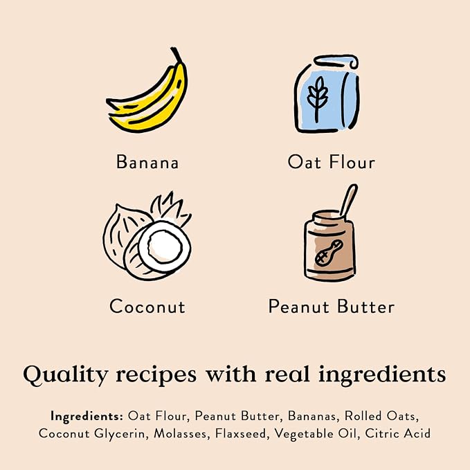 Bocce's Bakery PB & Banana Flavor Soft & Chewy Dog Treats, 6 oz | Oven Baked, Wheat-Free Everyday Dog Treat Cookies - Made with Real, Limited Ingredients and Baked in The USA