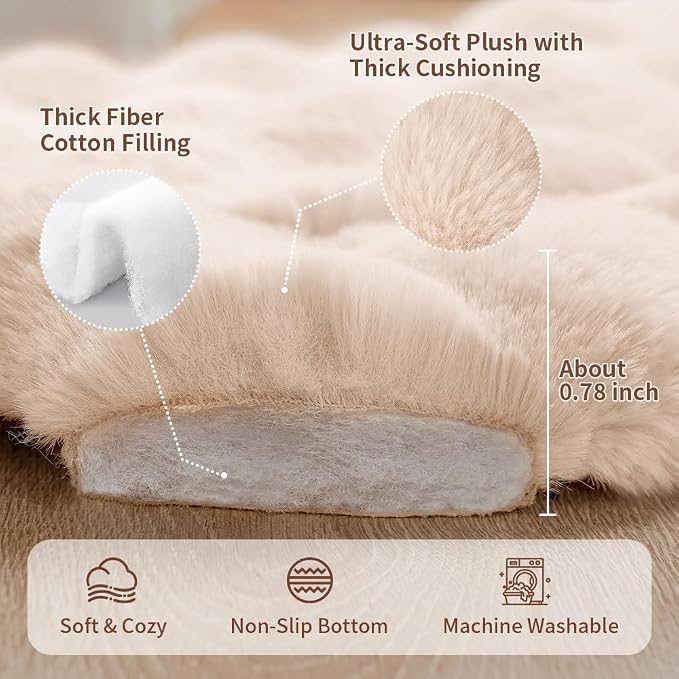 SOMAHE Plush Dog Bed Mat, Machine Washable, Large 35x27 Milky White | Machine Washable + Non-Slip Paw Bottom: plush dog mat stays fluffy and helps reduce sliding on indoor floors.