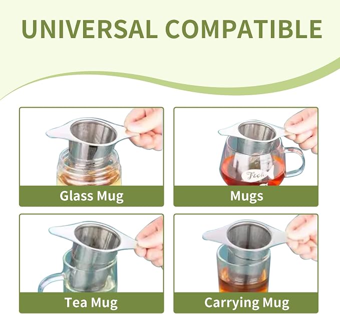 Stainless Steel Tea Infuser, Large Capacity Tea Steeper Basket Filter for Mugs, Teapots, Cups
