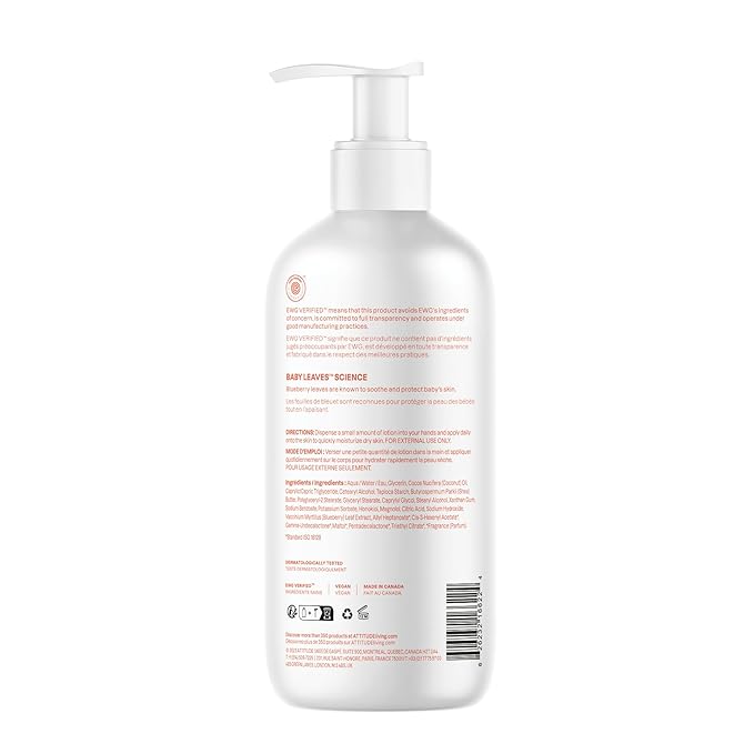 ATTITUDE Baby Lotion, EWG Verified Moisturizer, Dermatologically Tested Moisturizing Cream, Vegan and Cruelty-Free, Pear Nectar, 16 Fl Oz