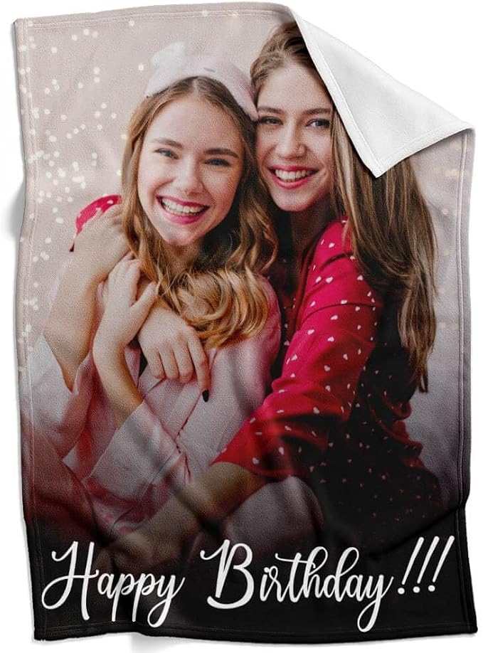 inkArts Custom Blanket with Photo, Personalized Blanket, Customized Photo Blankets, Customizable Picture Blankets, Personalized Birthday Photo Gifts for Women & Men