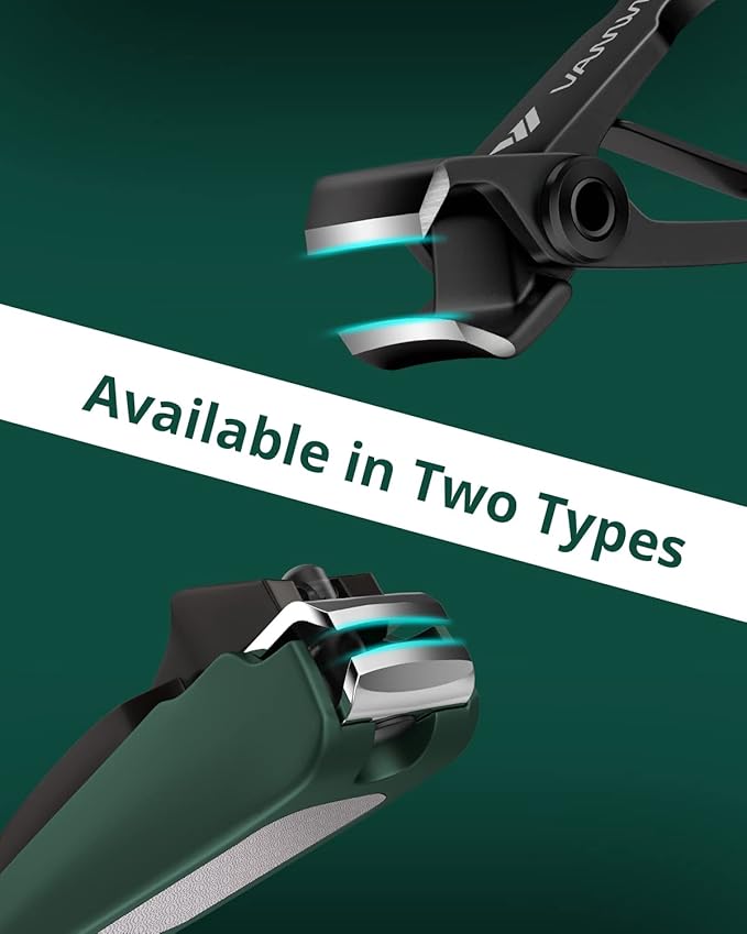 Nail Clipper Set 2 Pack, Heavy Duty Toenail Clippers for Thick Toenails and Sturdy Finger Nail Clippers with Catcher, Ultra Sharp Stainless Steel Nail Cutter for Men Women Adult