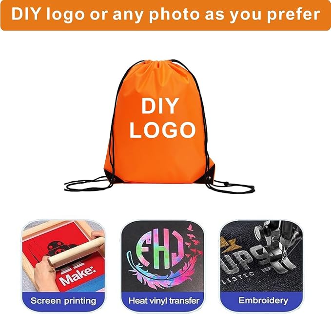 Drawstring Backpack Bulk 50 packs Draw String Backpack Bags DIY Gym Sports trip Traveling Yoga ride Pedestrianism Cinch Bag Sackpack Drawstring (orange)