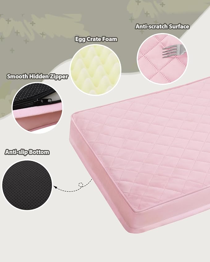 NUPIDA Orthopedic XL Dog Crate Beds Large Sized with Washable Cover, 41x27 | Egg-Crate Foam, Cozy Velvet Pet Mattress, TPU Waterproof Layer, Comfy Support, Anti-Slip Base, Big Large Breeds up to 80lbs