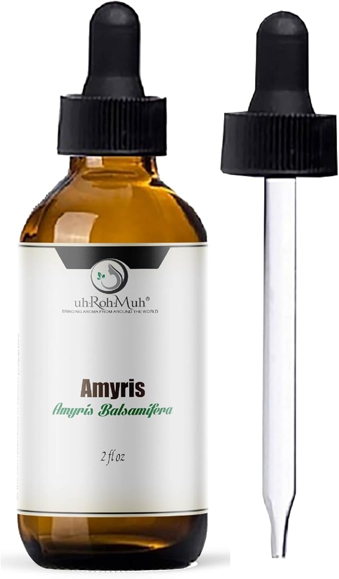 Amyris Essential Oil – 100% Natural Steam-Distilled Amyris Balsamifera Oil from Haiti – Warm Woody Balsamic Aroma for Diffusers, Candles, Perfumes, Massage Blends, Skincare & Aromatherapy – 2 Fl oz