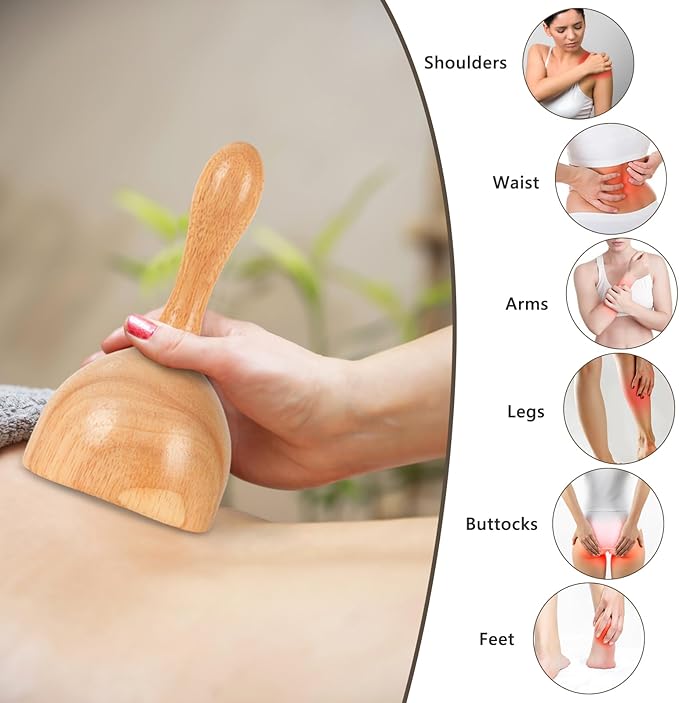 KintKita Wood Therapy Massage Tools 4-in-1, Wooden Lymphatic Drainage Massager Body Cellulite Remover, Professional Maderoterapia Kit Cellulite Massager for Body Sculpting,Contouring,Relief Muscle