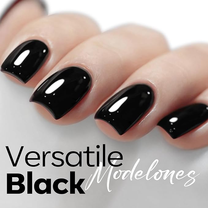 modelones Gel Nail Polish Black Gel Polish Black Nail Polish Soak Off No Peel Thickening Nail Art Manicure for Girl 15 ML