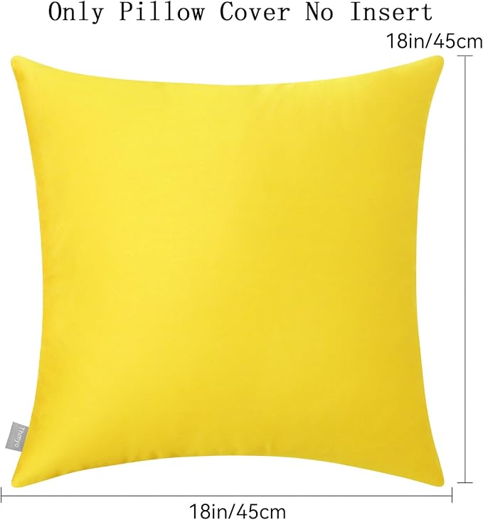 Thmyo 4-Pack 100% Cotton Comfortable Solid Decorative Throw Pillow Case Square Cushion Cover Pillowcase Sublimation Blank Pillow Covers DIY Throw Pillowcase for Sofa(18x18inch/45x45cm,Lemon Yellow)