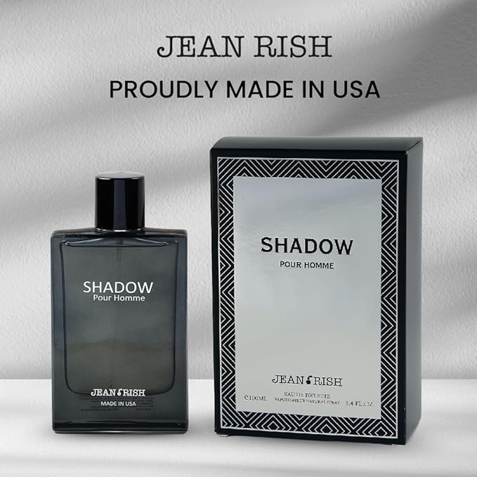 Jean Rish Shadow Pour Homme Eau De Toilette for Men (3.4 Fl Oz / 100ml) with Lemon, Cedar & Musk Notes - Long Lasting and Luxury Fragrance