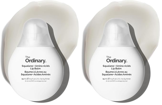 The Ordinary Squalane + Amino Acids Hydrating Lip Balm, for Lips, Elbows, and Cuticles, 0.5 Fl Oz,(Pack of 2)
