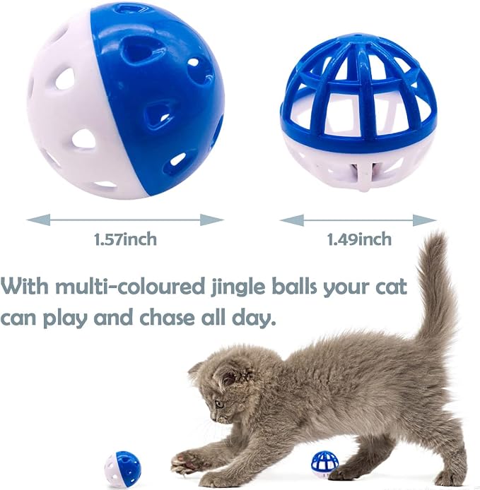 PET SHOW 20 Pack Cat Toys Balls with Bell Inside for Indoor Cats Kitten