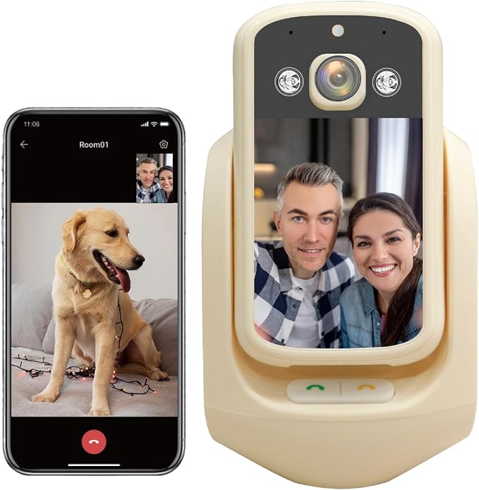 SEKYO Smart Home Security Combo – 2‑Way Video Calling Pet Camera with 2.8" Display + (4 Qty) Smart WiFi Door & Window Sensors | 1080P, 360° PTZ, App Control, Tuya Smart Life, Works with Alexa/Google H