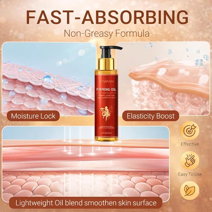 Body Firming Oil - Skin Tightening & Hydrating, for Arms, Legs, Stomach, Deep Moisturizing Body Oil for Smooth
