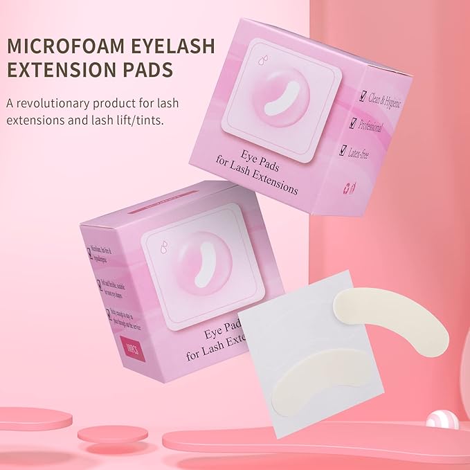 100 PCS Foam Eye Pads for Lash Extensions, Under Eye Pads for Eyelash Extensions, Micro-foam Lash Patches Lint Free, Stick Well, No Tape Needed, Hypoallergenic