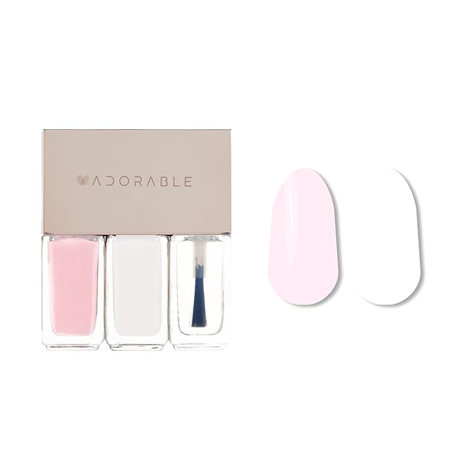 Water-Based Halal Vegan Nail Polish 3pc Set – English Rose Pink & Milky White + Clear Top Coat | Breathable, Non-Toxic, Cruelty-Free Nail Polish Gift Set, 0.51 fl oz