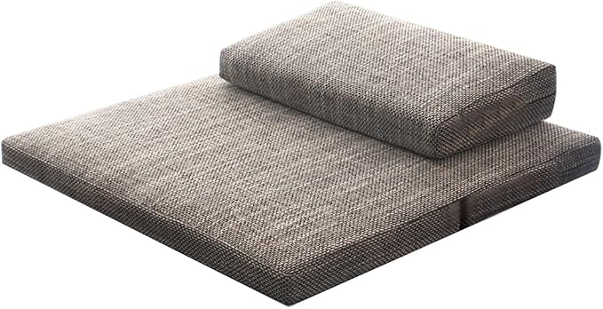 Portable Foldable Meditation Cushion Mat Set with Washable Cotton Linen Cover, Larger Yoga Mat Bolster Floor Pillows Seating for Adults Meditation Accessories coffee1-70CM