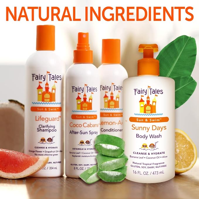 Fairy Tales Sunny Days Chlorine Removal Body Wash, For All Age Swimmers | After Swim Chlorine, Salt And Sunscreen Removal | No Harsh Chemicals or Toxins | Easy to use Pump - 16oz (Pack of 2)