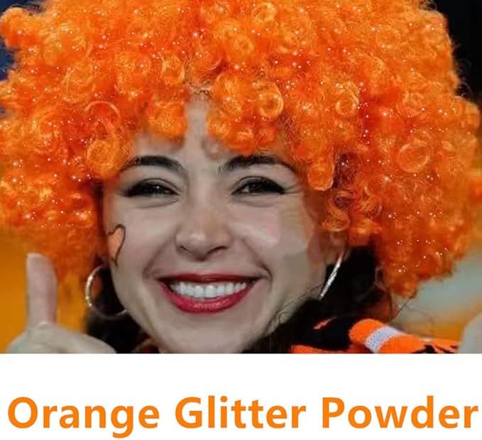 Go Ho UV Orange Hair and Body Glitter Spray, Festival UV Effect Glitter Powder Makeup for Hair/Body/Clothes,Dry Powder Spray Loose Sparkle Makeup,10g