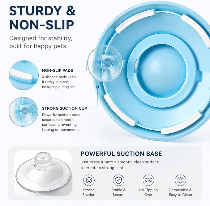 Non-Spill Dog Lick Bowl Slow Feeder with Rolling Ball for Liquid Treats