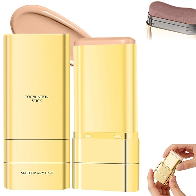 Luminous Dual-Ended Concealer Foundation Stick,Korean 3-in-1 Foundation Stick with Concealer & Brush,Double Head Foundations Make up Sticks,Full Coverage Korean Makeup Skin Tint(#03 Natural Color)