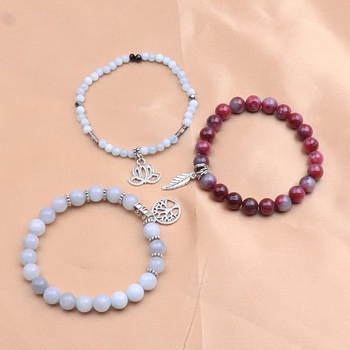 UEUC Tree of Life Yoga Healing Stone Bracelets,Multilayer Lotus Chakra Stone Reiki Bracelet Sets,Anxiety Crystal Natural Stone,for Women Stress Relief