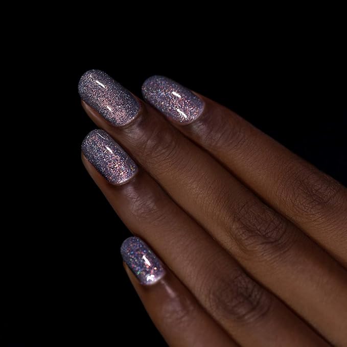 ILNP Chateau - Charcoal Grey Holographic Shimmer Nail Polish, Chip Resistant, Non-Toxic, Vegan, Cruelty Free