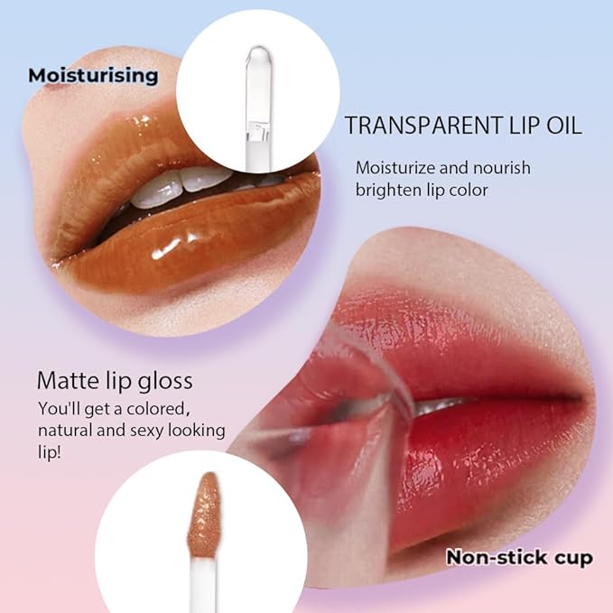 2-in-1 Matte Liquid Lipstick & Clear Lip Gloss, Long Lasting Waterproof Smudge Proof 24 Hour Lip Color Stain, Non Stick & Non Fading, Vegan Matte Makeup Lip Stain for Women, Cold Tan Brown #03