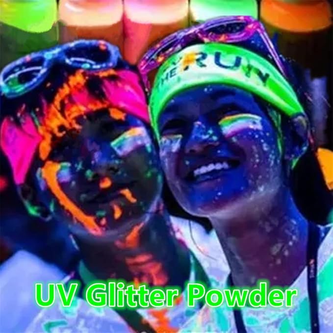 Go Ho UV Green Hair and Body Glitter Spray,St Patricks Day Accessories,UV Effect Glitter Powder Makeup for Hair/Body/Clothes,Dry Loose Sparkle Powder Festival Makeup,10g