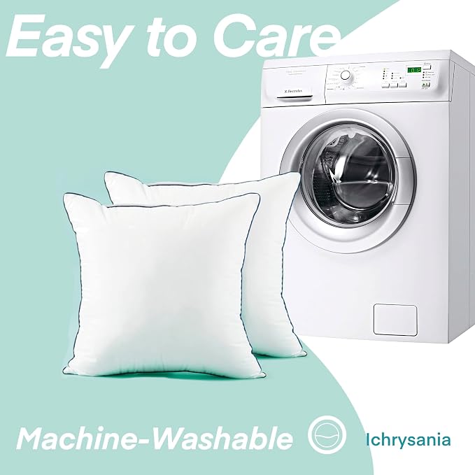 20x20 Inch Pillow Inserts Set of 2-100% Cotton Cover, Square Decorative Throw Pillows for Couch, Sofa, Chair, or Bed (2 Pack, 20x20 Inch) | 100% Premium Polyester Fill, Fluffy & Soft with Comfy Support - White Decorative Cushion Inserts for Couch, Sofa...