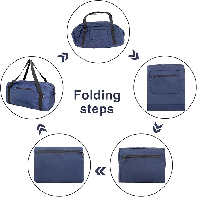 HOLYLUCK Foldable Travel Duffel Bag For Women & Men Luggage Great for Gym - large navy blue