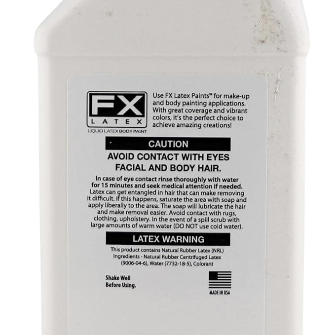 Liquid Latex - Face and Body Paint, Ammonia Free, Easy On and Off, Cosplay Makeup, Create Professional Monster, Zombie Arts 16 Oz (Basecoat)