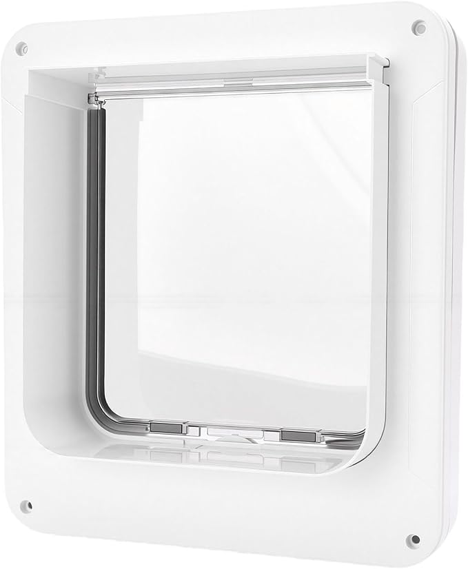 Smart Cat Door Automatic Sensor Pet Door with Remote Collar Activated Cat Flap Two Way Entry for Indoor Outdoor Pet Access