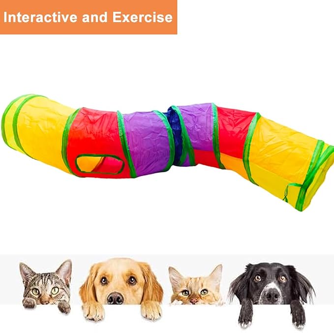 Cat Tunnel, Cat Tunnels for Indoor Cats, S-Shape Foldable Cats Cave