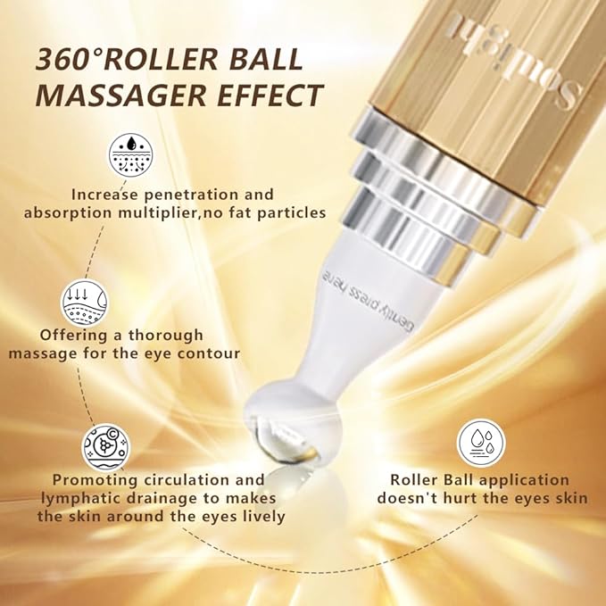 Soulight 5% Caffeine Eye Serum for Dark Circles, Eye Cream Anti Aging Puffiness & Wrinkles - Brightening Under Eyes Treatment with Hyaluronic Acid & Niacinamide - Hydrating & Firming