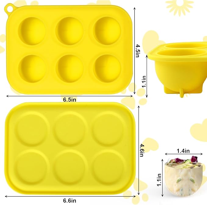 BABORUI 6 Cavities Dog Treat Molds with Lid for Woof Pupsicle Small 10-25lbs, Reusable Frozen Dog Treat Molds Silicone for Making Mix Refills Pops Ice Popsicle Treats (S & Lid)
