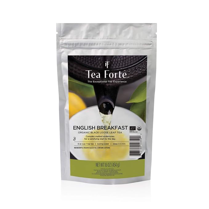 Tea Forte Premium Loose Leaf Tea Blend, Resealable 1 Pound Bag, Makes 160-175 Cups, English Breakfast Tea